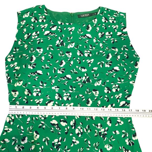 Lauren Ralph Lauren Womens Floral Georgette Dress Sz 10 Cap Sleeve *BELT MISSING - Picture 10 of 15